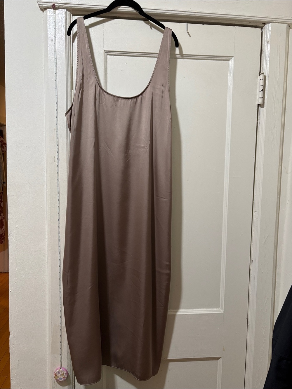 Abercrombie Silky Minimal Scoop-Neck Slip Dress in Taupe